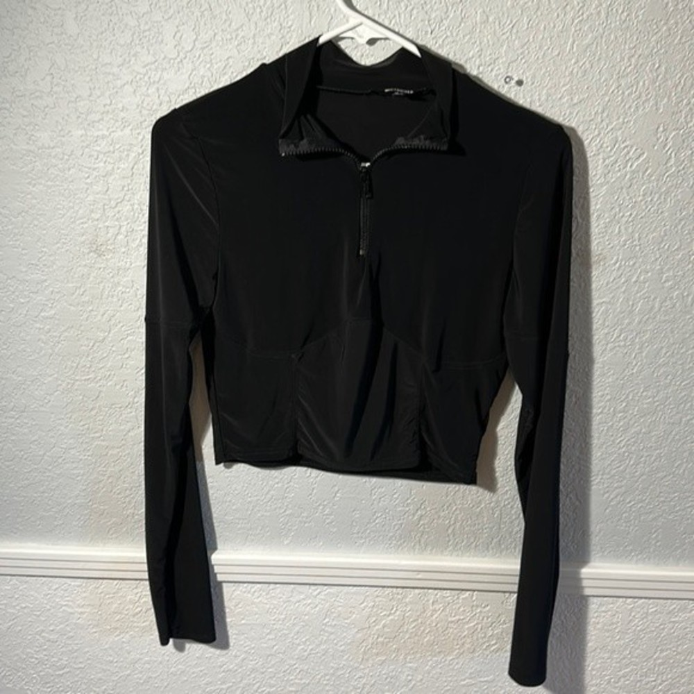 Missguided cropped long sleeve half zip top